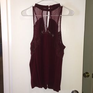 High neck maroon tank